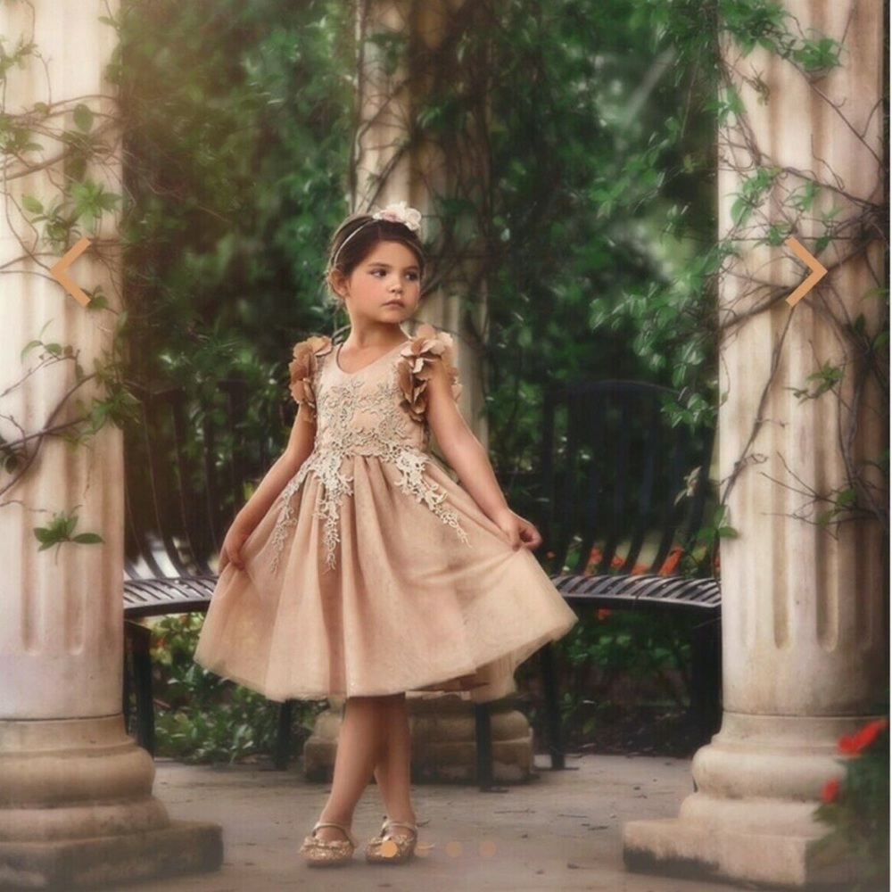 TRISH SCULLY Bianca Gold Tulle Dress, Size 6/12 Months